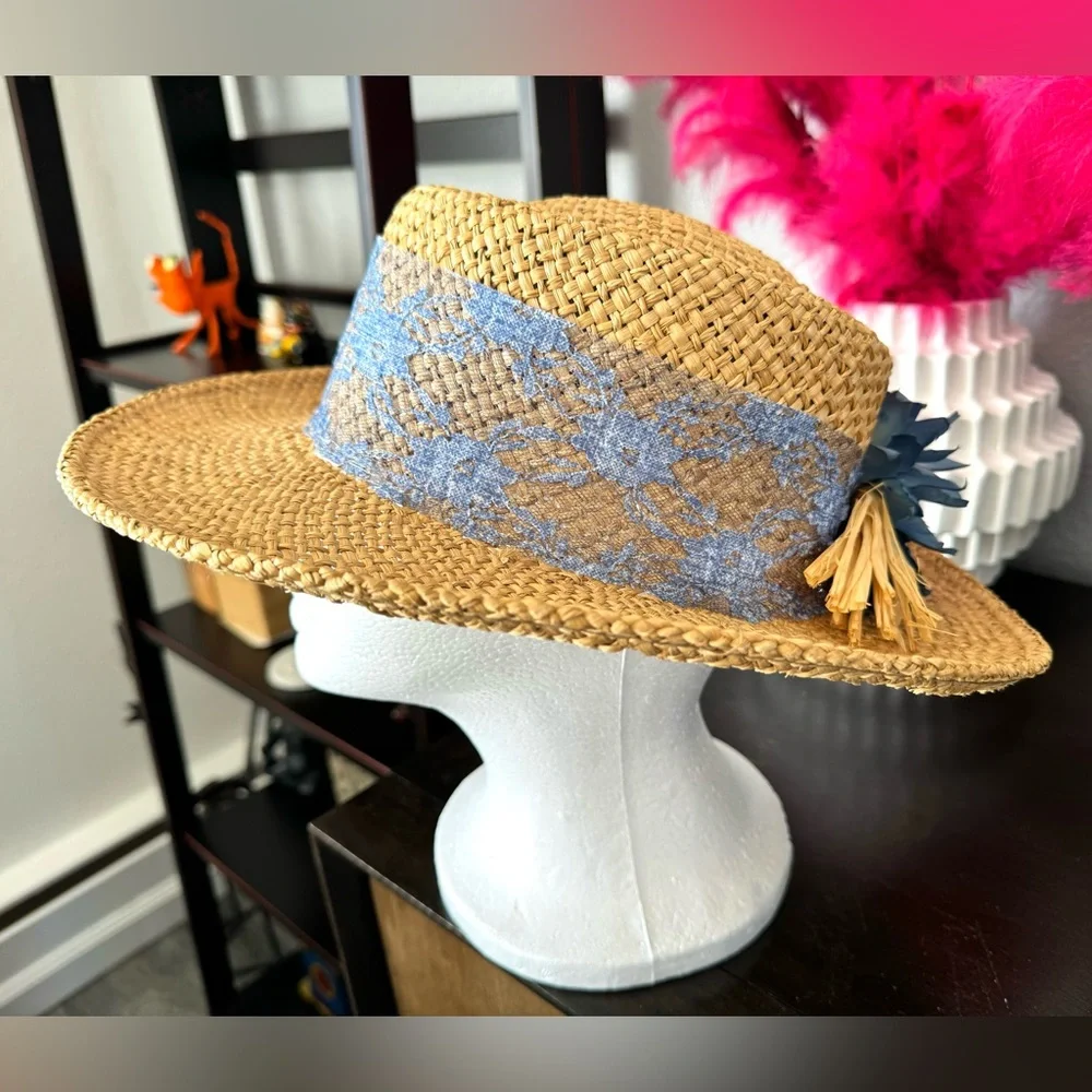 Blue Sunflower with Lace Sun Hat